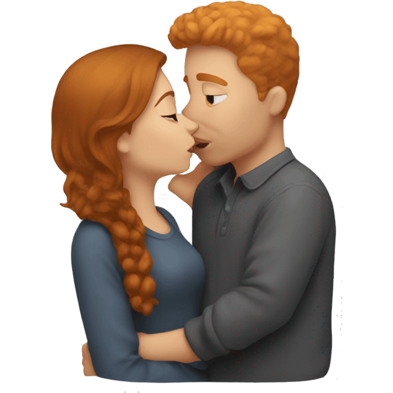 Brown hair girl kissing ginger guy emoji