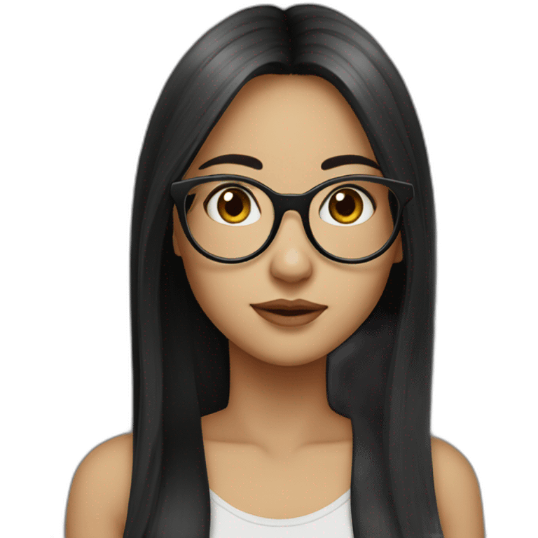 girl ROUND GLASSES long black straigh hair emoji