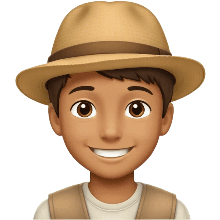 smiling boy in hat outdoors emoji