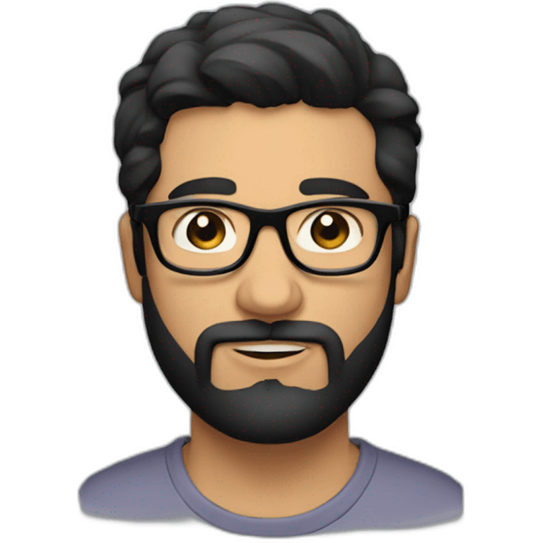 a handsome man with a black beard, black hair, and wearing spectacles emoji