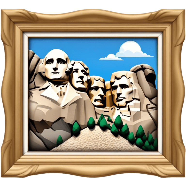 Cinematic Realistic Mount Rushmore Landmark Emoji, showcasing monumental carved presidential faces rendered with crisp textures and dynamic, historical lighting. emoji