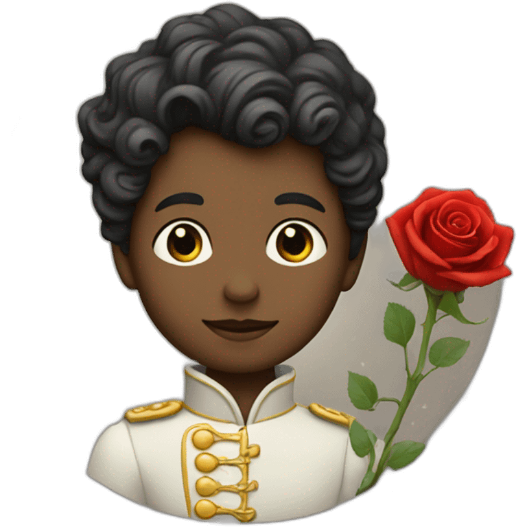 Little prince with red rose on the moon emoji