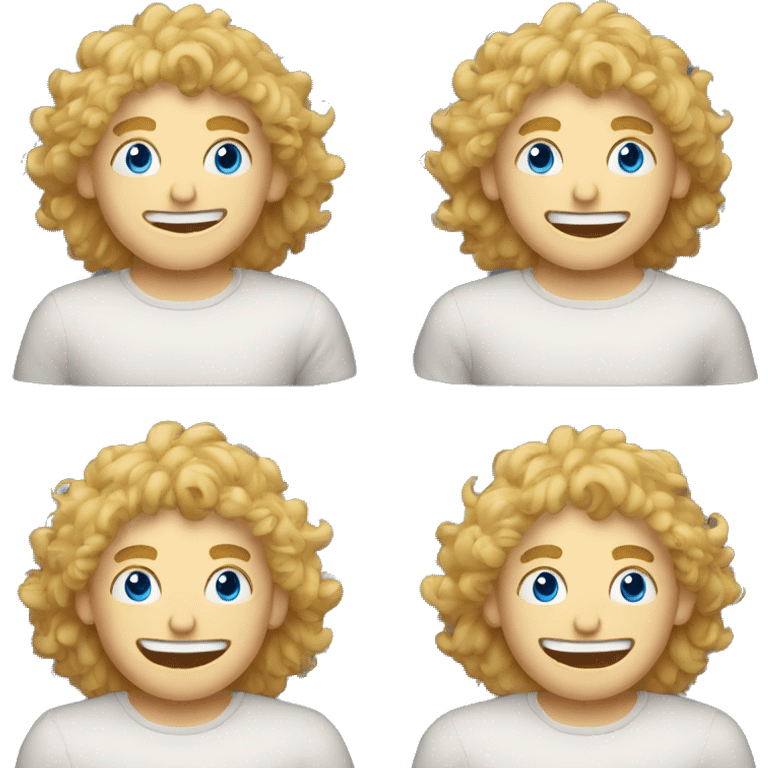 A TOK emoji of a blonde man with messy, curly bangs and short hair on the sides, smiling and without glasses, with blue eyes, without a mustache Making a gossiping gesture with his hand emoji