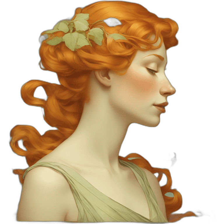 Ginger woman alphonse mucha emoji