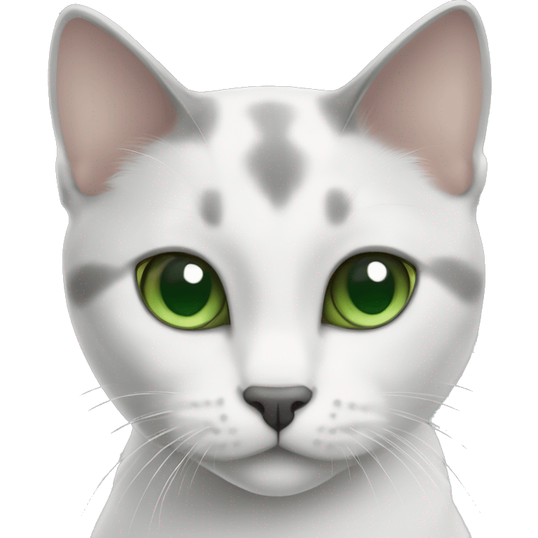 Scottish shorthair straight eared white and gray cat with green eyes emoji