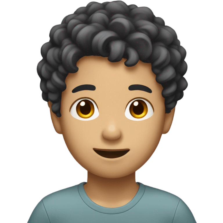 Asian boy with curly hair emoji