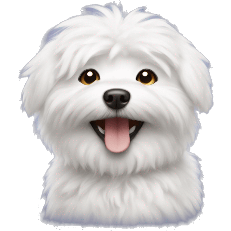 Small white fluffy dog smiling emoji