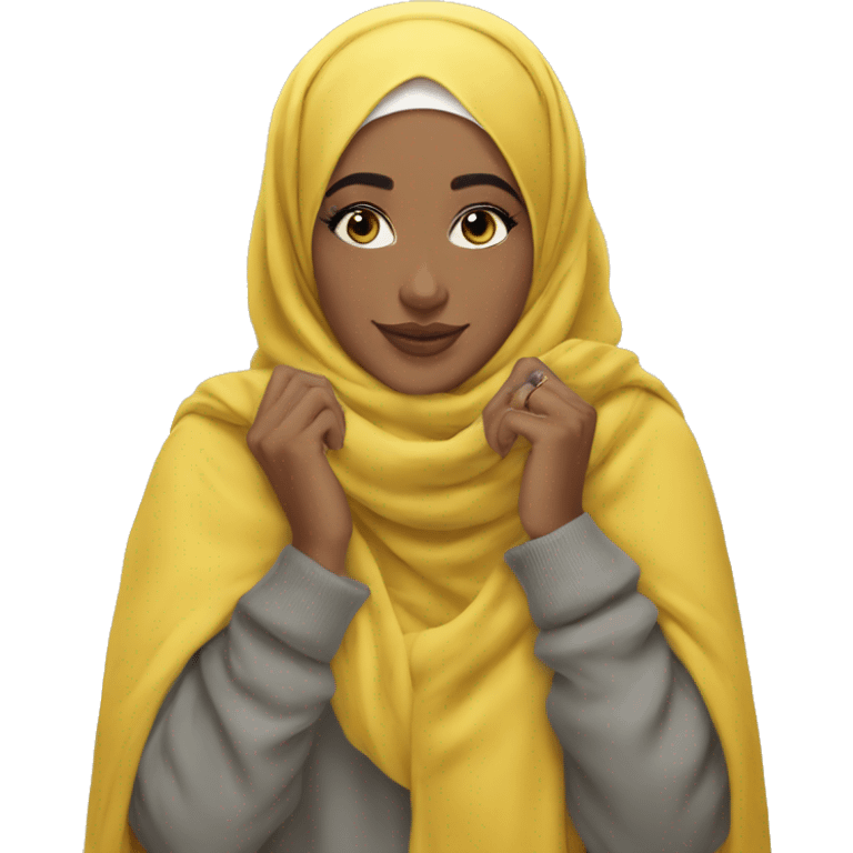 aesthetic cozy hijabi in yellow emoji