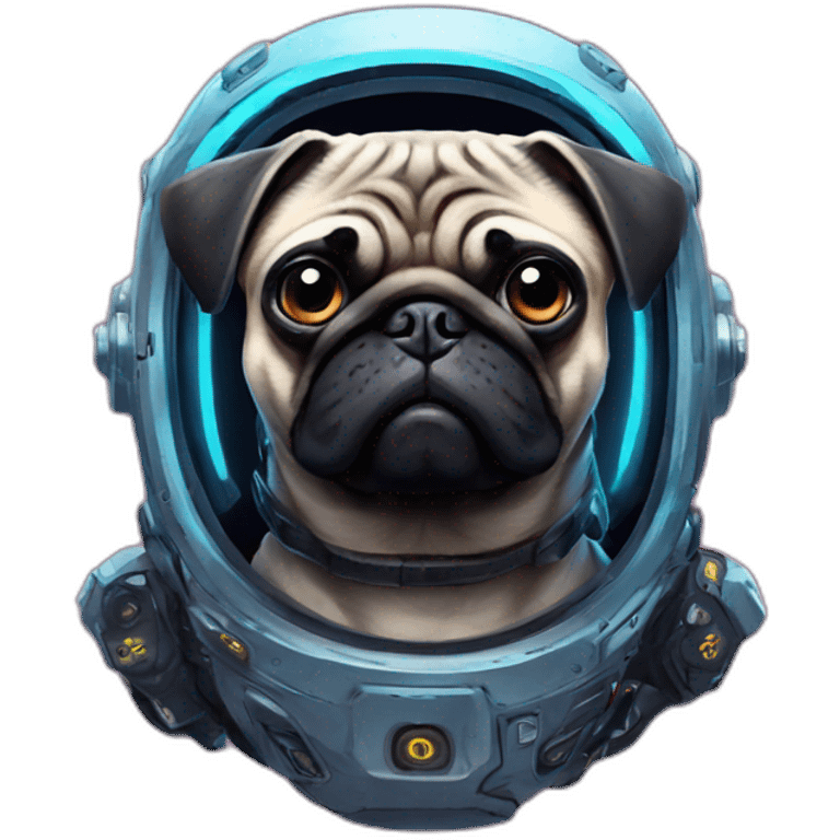 A pug in cyberpunk space emoji