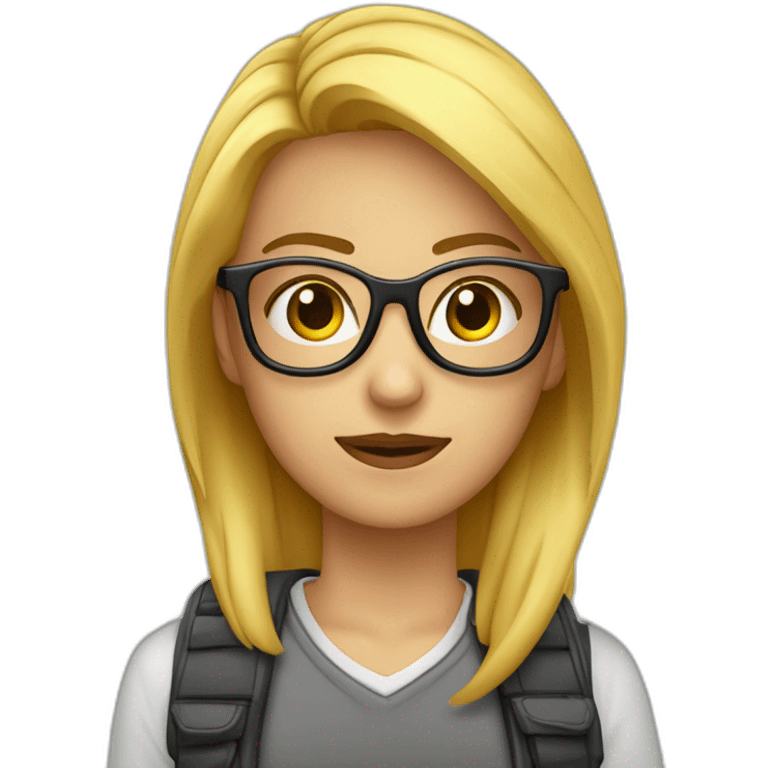 Crew de chica rubia, chico con barba y chica pelirroja con gafas emoji