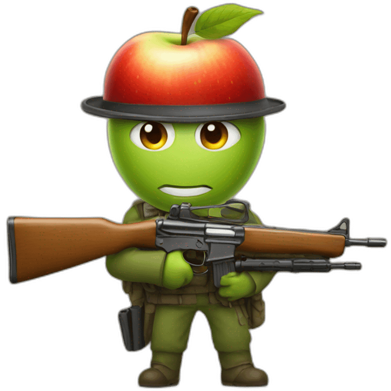 An apple with a rifle emoji