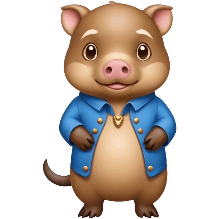 A blue pig dressed as an otter emoji