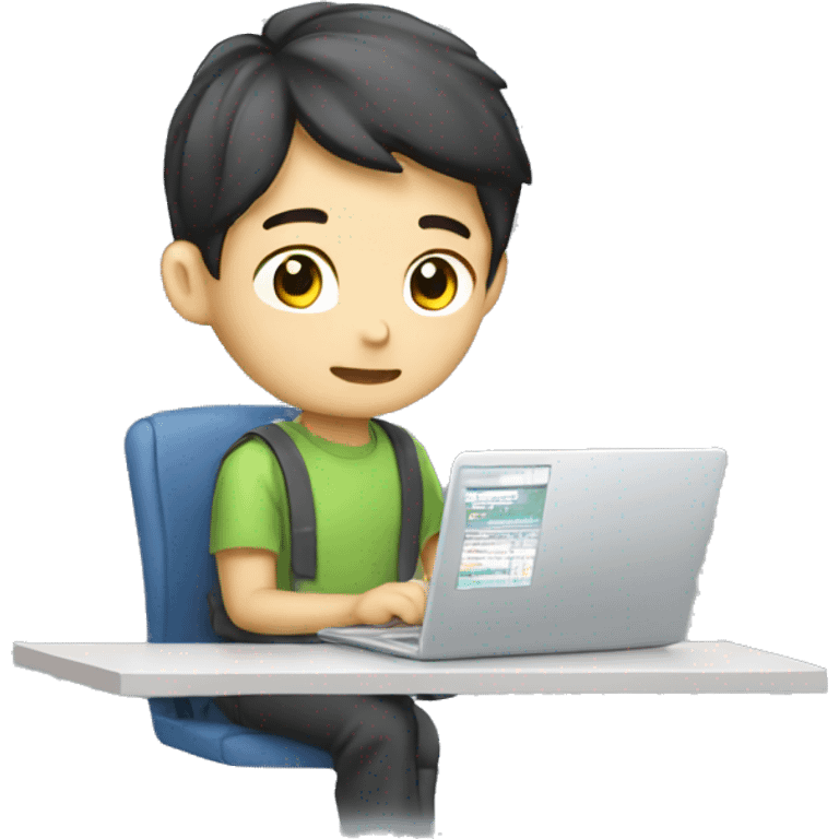 finance korean boy working on lapto emoji