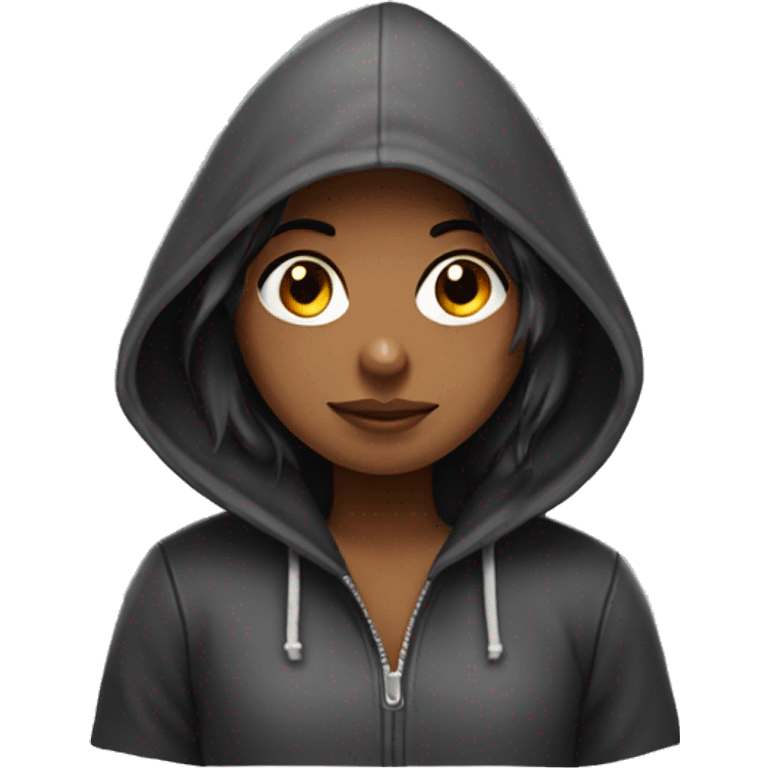 girl with hood and mole emoji