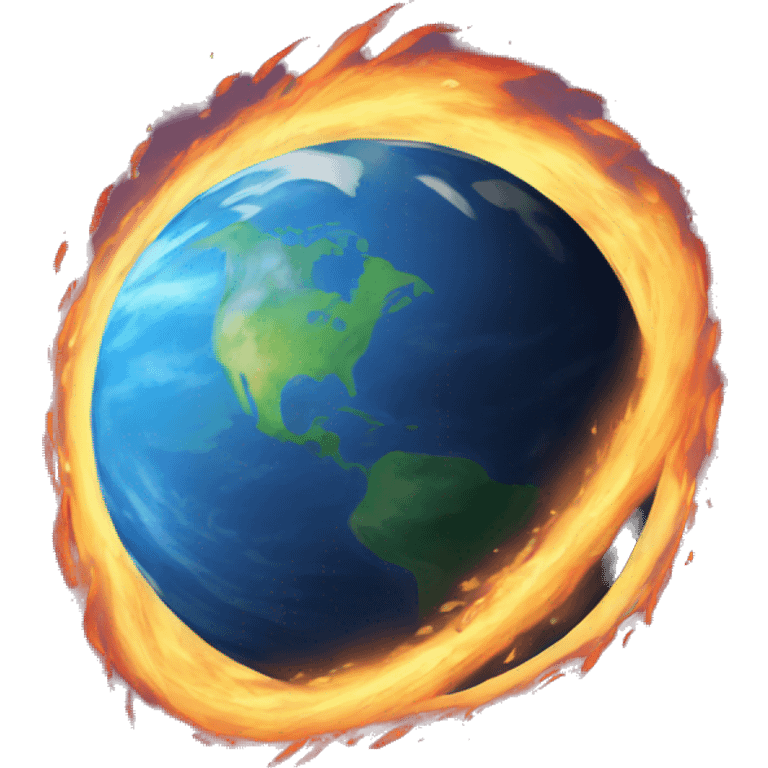 Earth as a comet flaming streak emoji