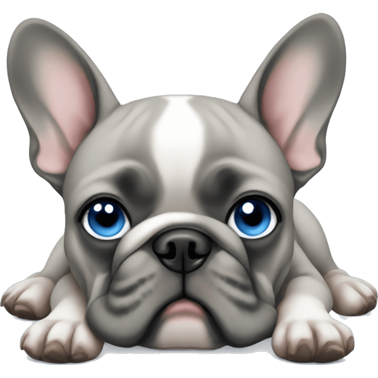 grey french bulldog blue eyes sleep emoji