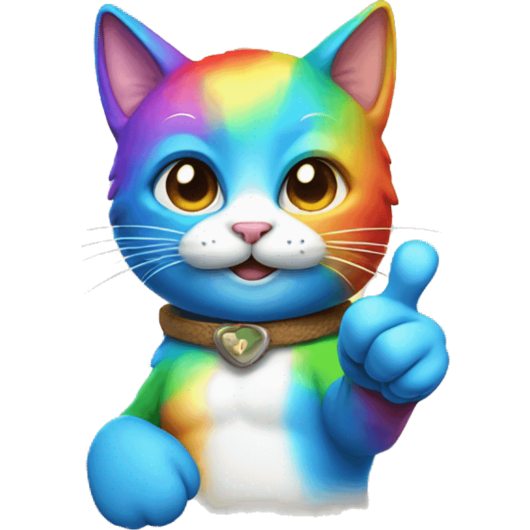 Rainbow cat giving a thumb up emoji