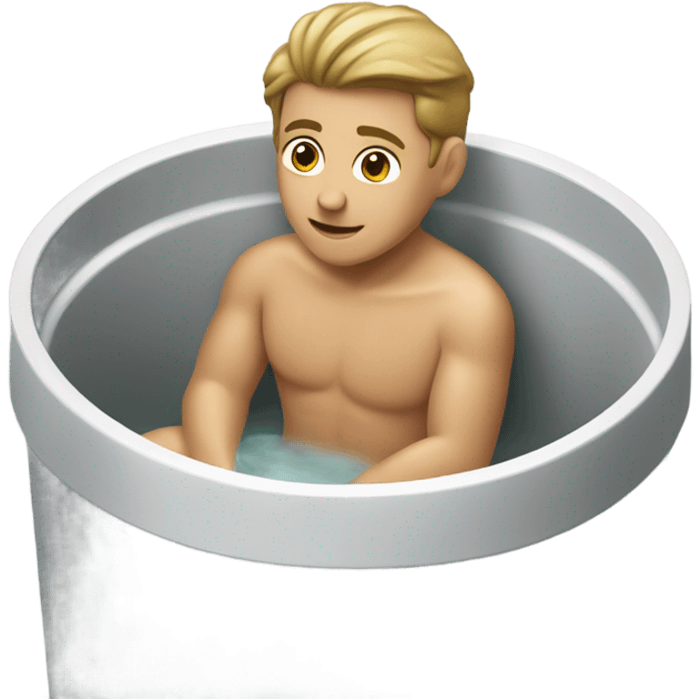 white male bathing with small bucket emoji