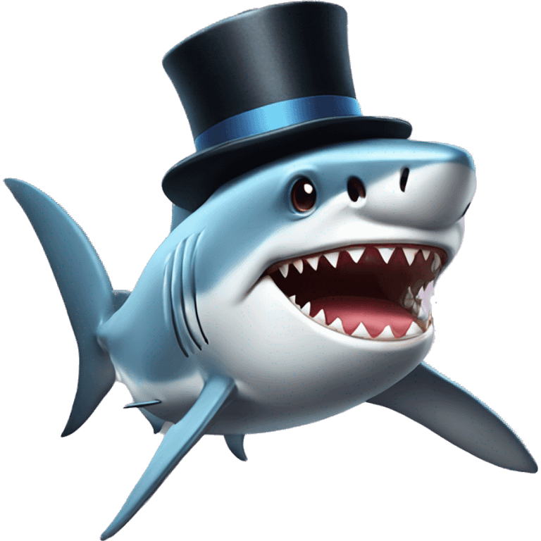 Shark with a top hat emoji