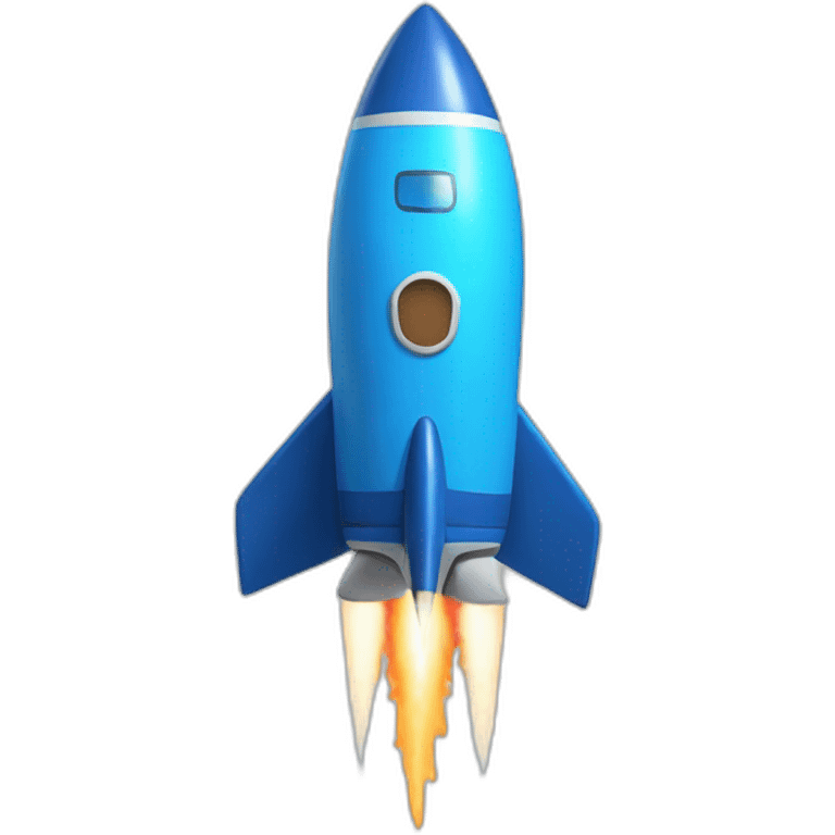 the blue rocket is flying to the right emoji