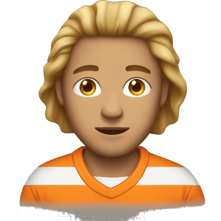 prisoner wearing an orange striped shirt face only emoji