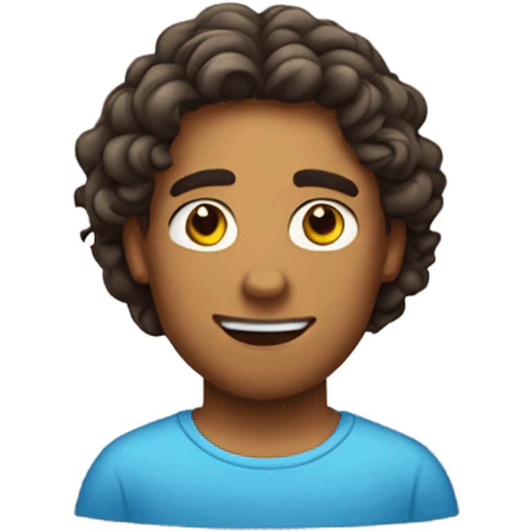 A long curly hair man and tanned skin emoji