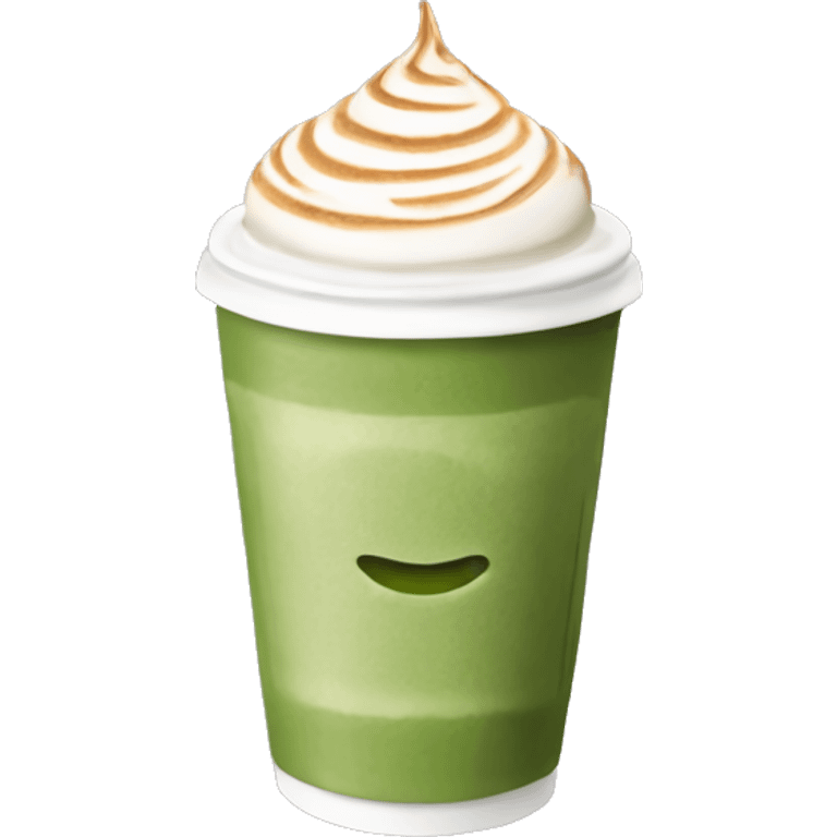 hot matcha latte with latte art in to go cup emoji