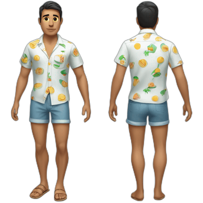 a Hotel guest in a beach shirt and shorts emoji