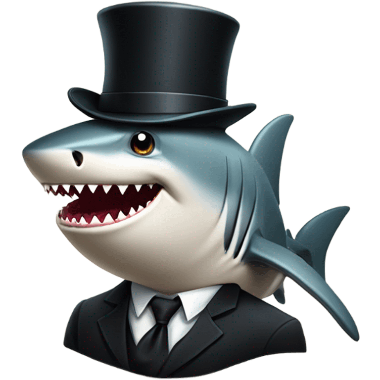 Shark with a top hat emoji