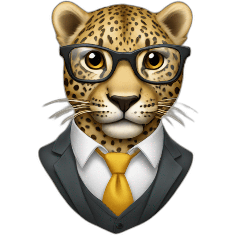 leopard in suit and glass emoji