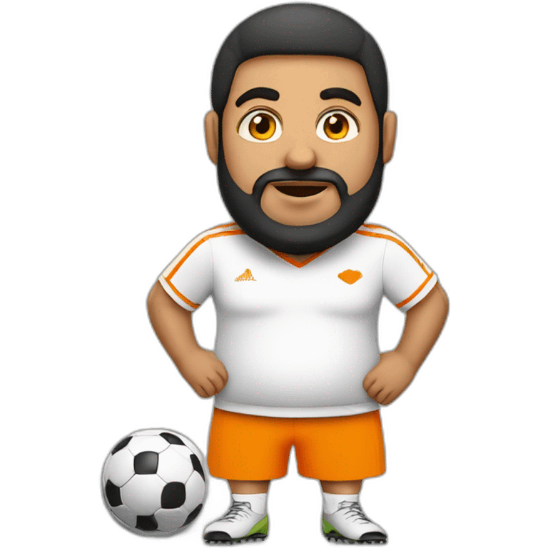 Fat arab man play soccer orange emoji