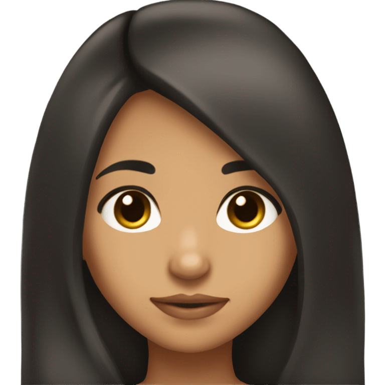 olive skin tone girl with black long hair looking down emoji