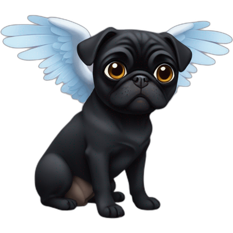 Black pug with angel wings emoji