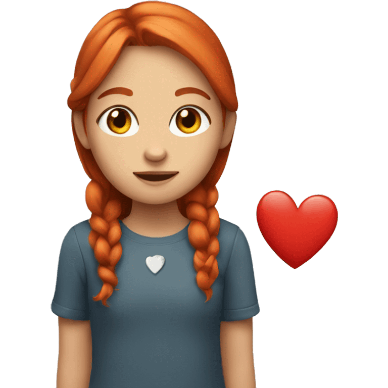 red-haired girl with a heart emoji