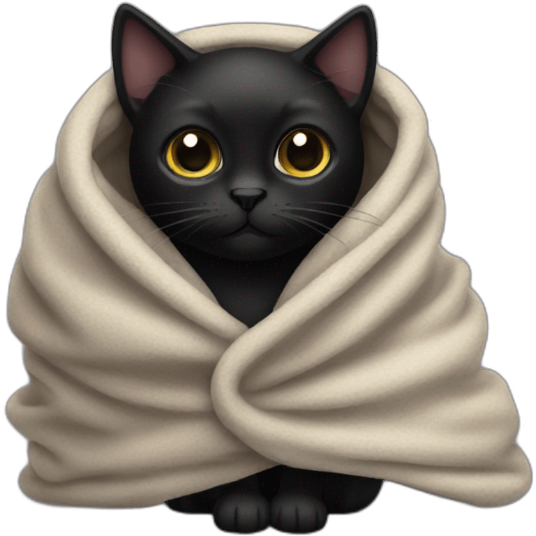 Black cat wrapped in a blanket emoji