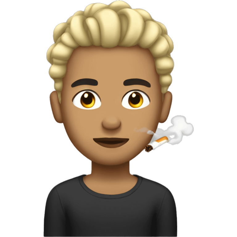 lightskin guy with short blonde braids smoking  emoji