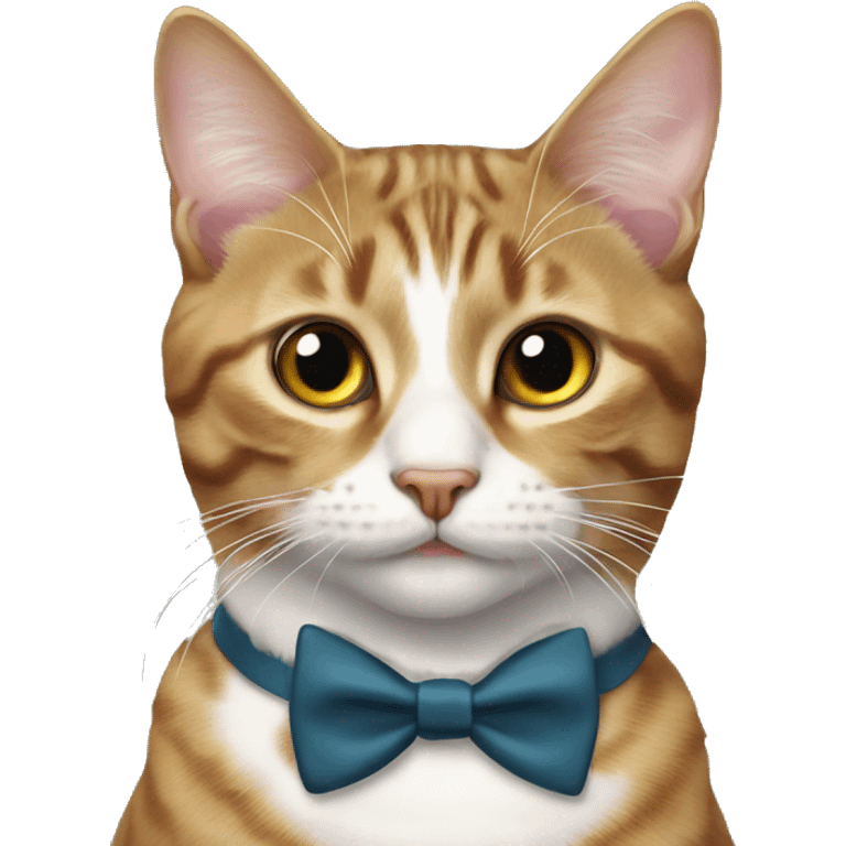 tabby cat with a bow tie emoji