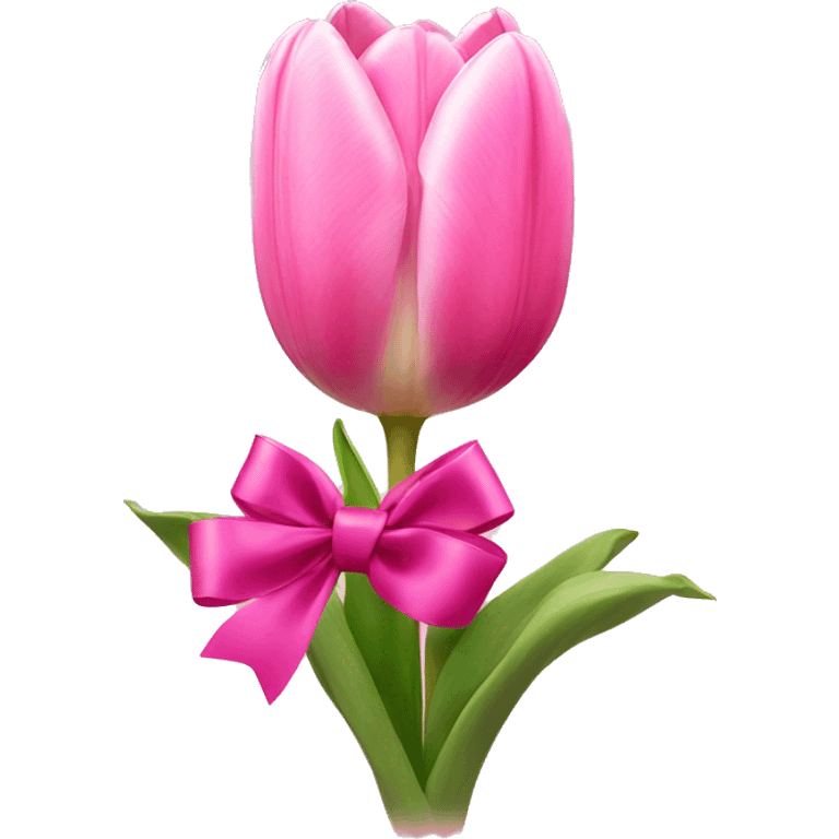 Pink tulips with a bow emoji