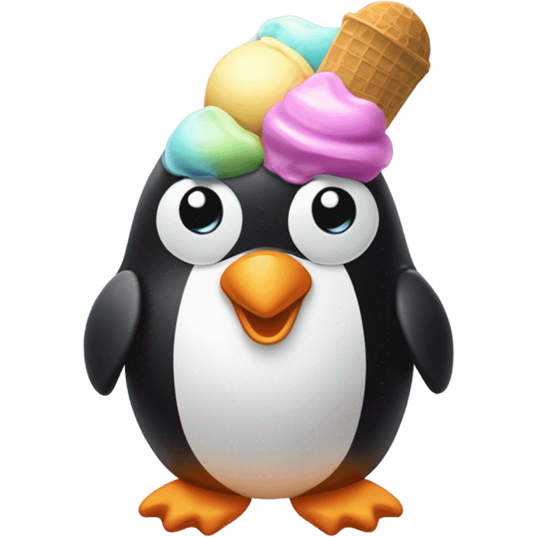 Pinguin eats icecream emoji