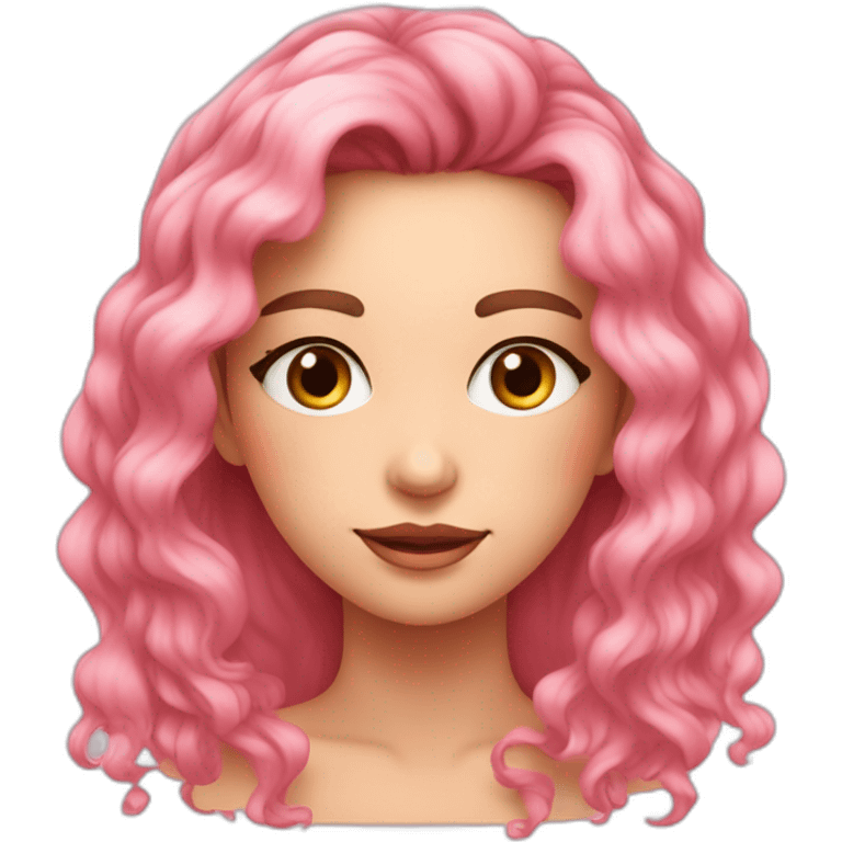 fille avec pull rose et cheveux chatains clairs yeux bleus emoji