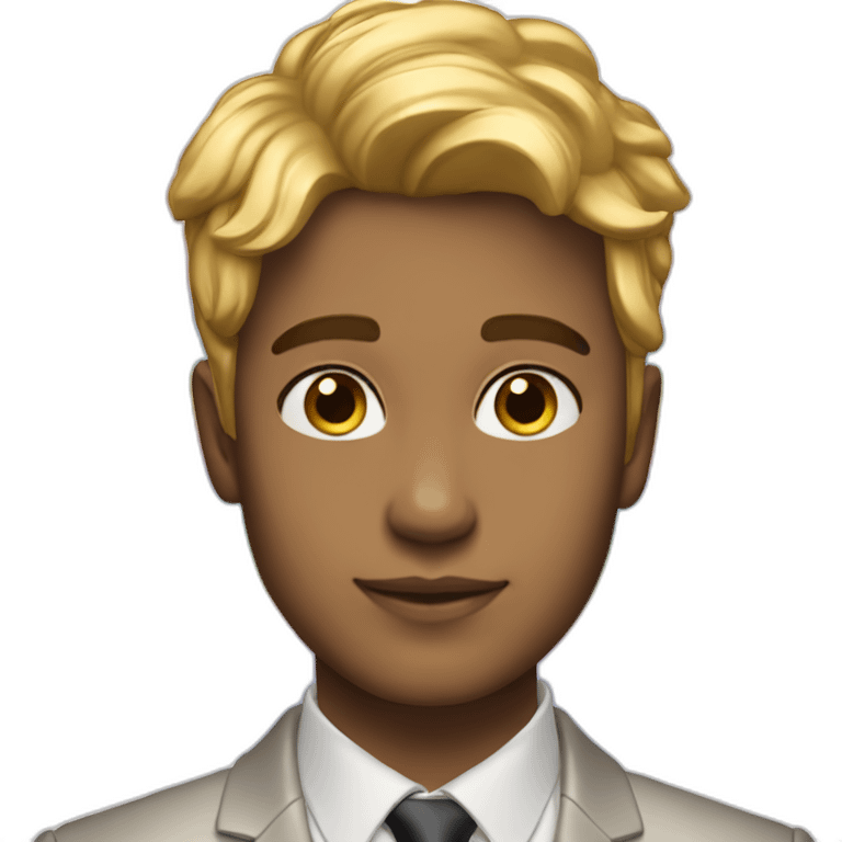 Posh-boy-with-golden-suit-and-blue-eyes-and-rainbow-unicorn-hair emoji