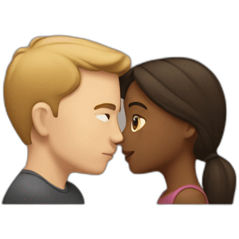 white guy kissing a slight brown girl emoji