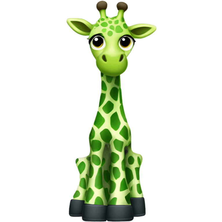 A green giraffe wearing wellies emoji