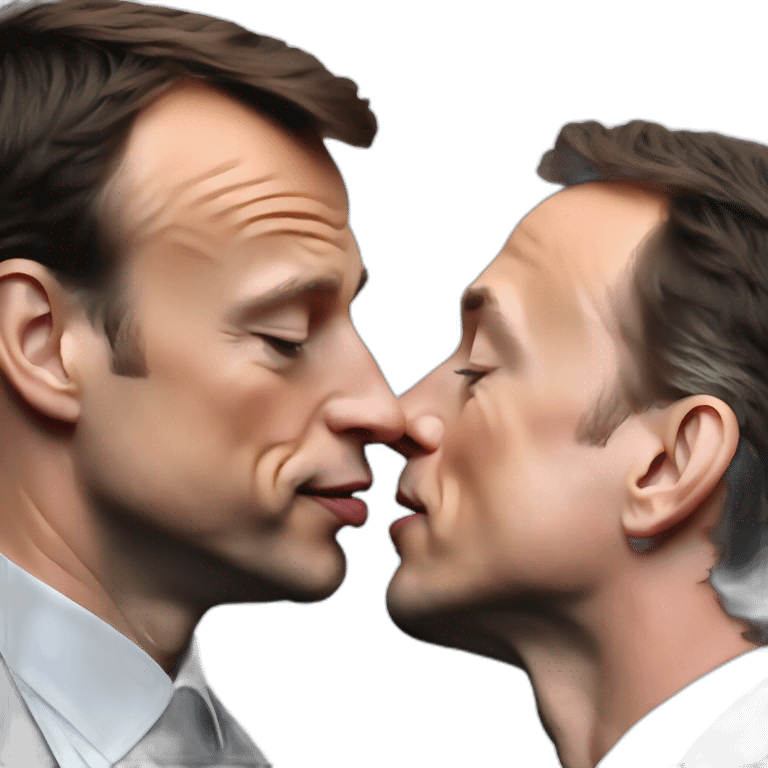 Macron kissing musk emoji