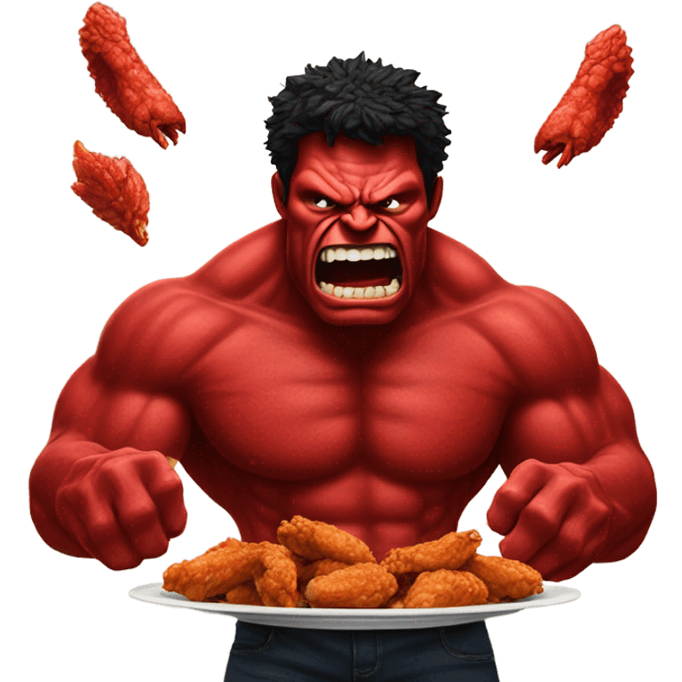 Red hulk eating wings emoji