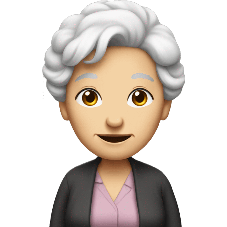 old lady with black hair standing like a lady  emoji