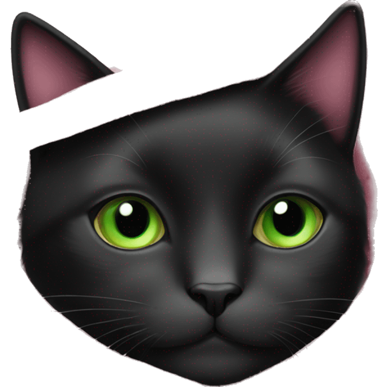 cozy black cat with green eyes in pink blanke emoji