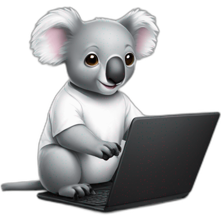 koalas-wearing-square-and-white-tee-working-on-a-black-laptop emoji