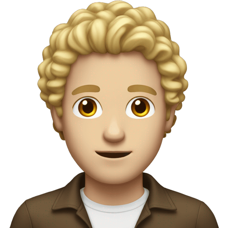 White man with brown eyes and blond long curly hair emoji