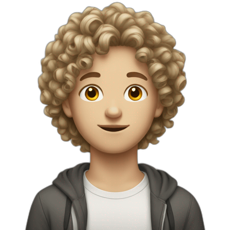 white teen kid with curly hair emoji